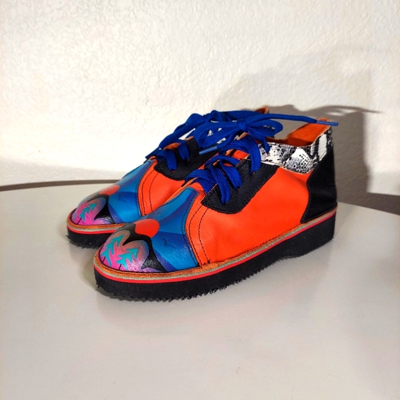 Sole Tech Multicolor Leather Sunset Design Lace Up Shoes - Picture 1 of 15